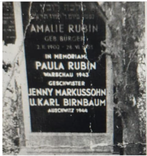 Amelie Rubin's tombstone in Vienna
